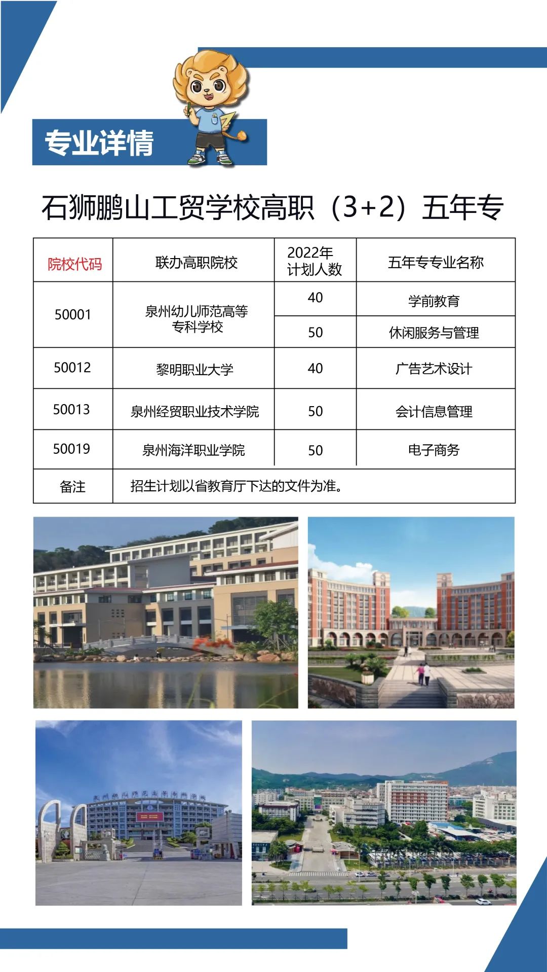 <a href=http://www.tzshuifang.com/school-441/ target=_blank class=infotextkey>石獅鵬山工貿(mào)學校</a>2022年高職(3+2)五年專招生計劃