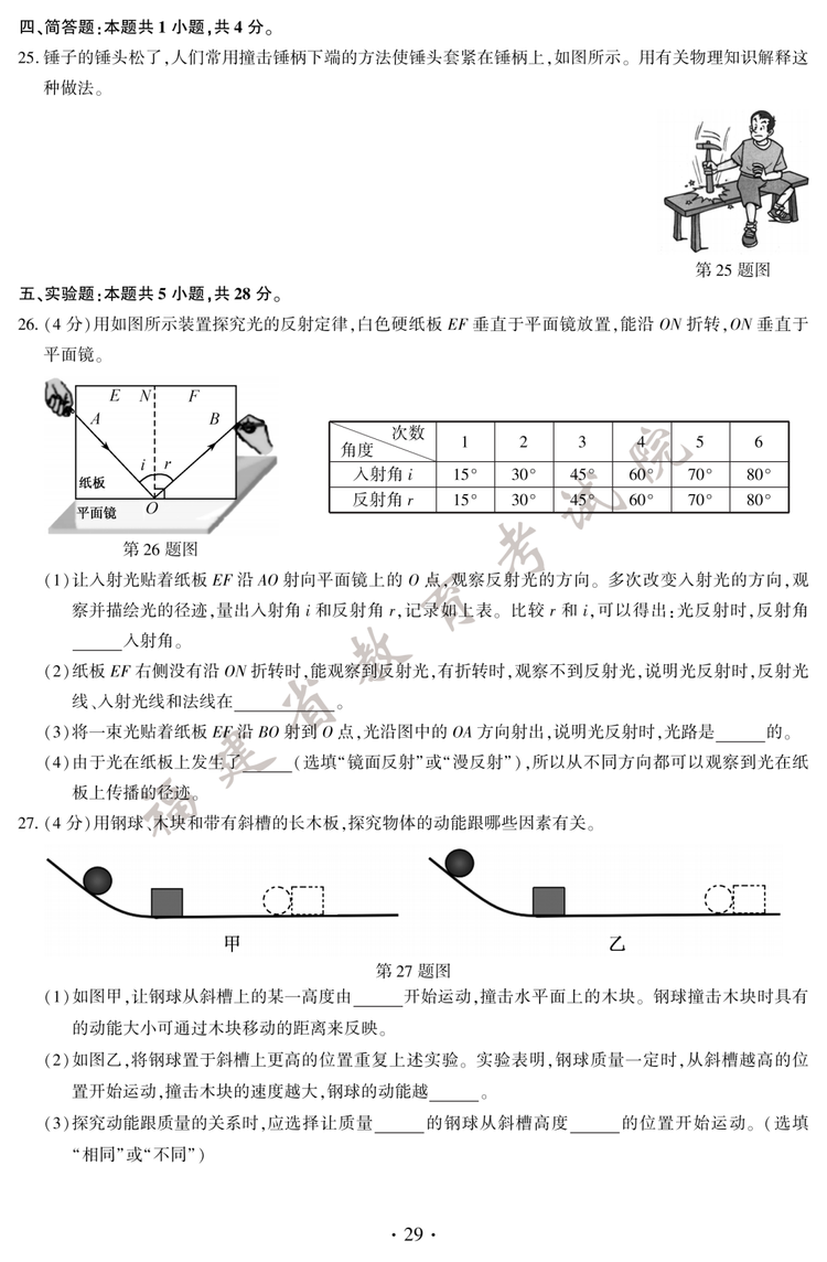 2020年福建中考物理真題(圖片版)