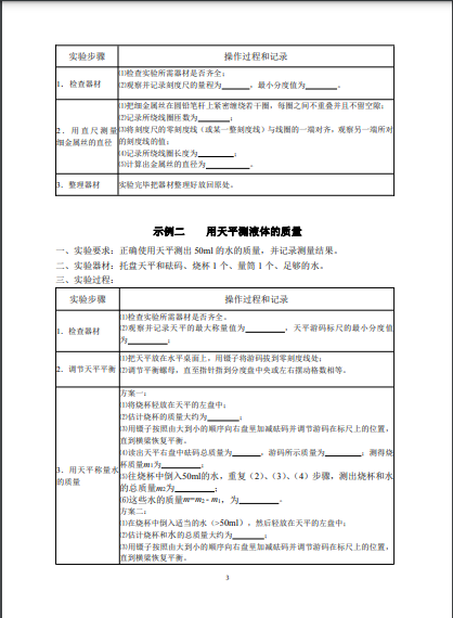 2022年福州市初中物理實驗技能考查方案