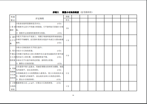 2022年福州市初中物理實驗技能考查方案