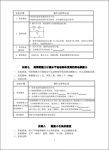 2022年福州市初中物理實驗技能考查方案